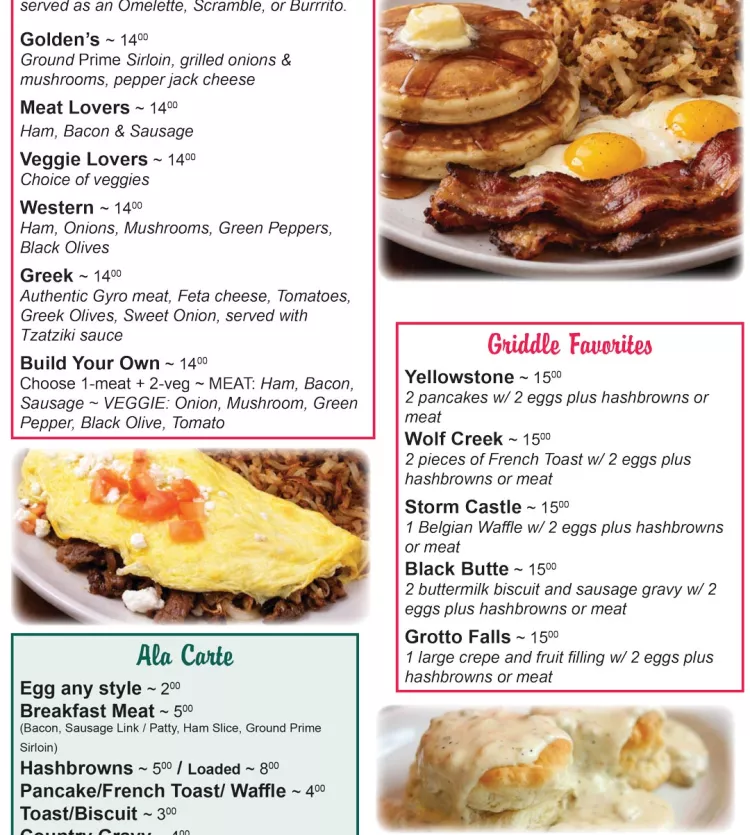 Ennis Sunrise Cafe Breakfast Menu